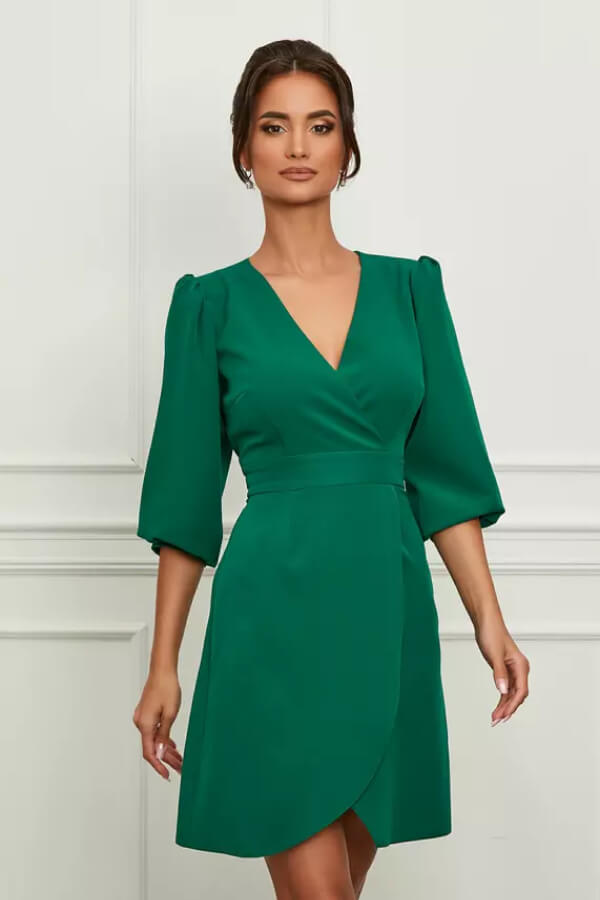 rochie tip sacou verde eleganta scurta