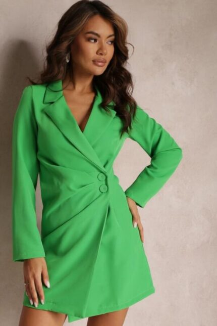 rochie tip sacou verde de primavara eleganta