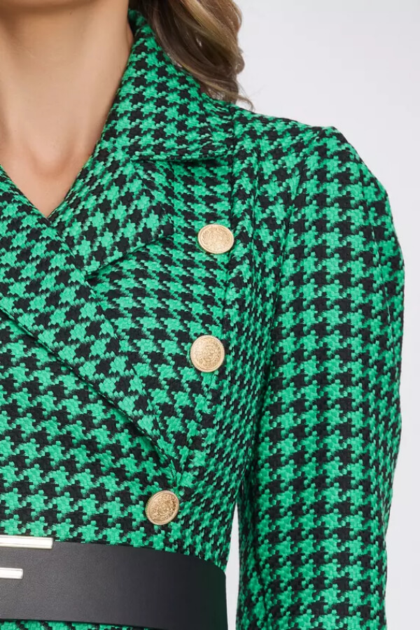 rochie tip sacou in clos verde cu imprimeu petit