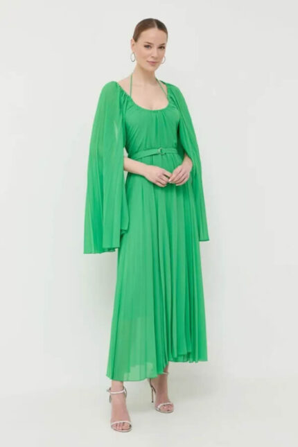 rochie din matase verde lunga in cos Beatrice B